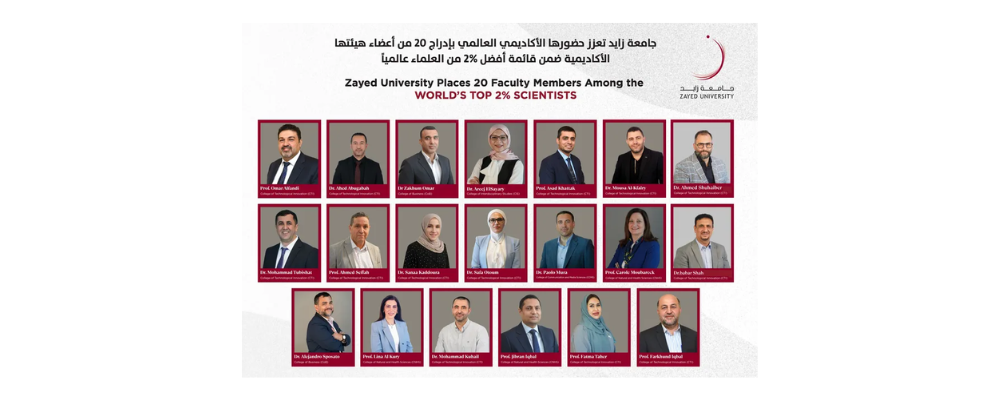 Zayed University Places 20 Faculty Members Among The World’s Top 2% Scientists